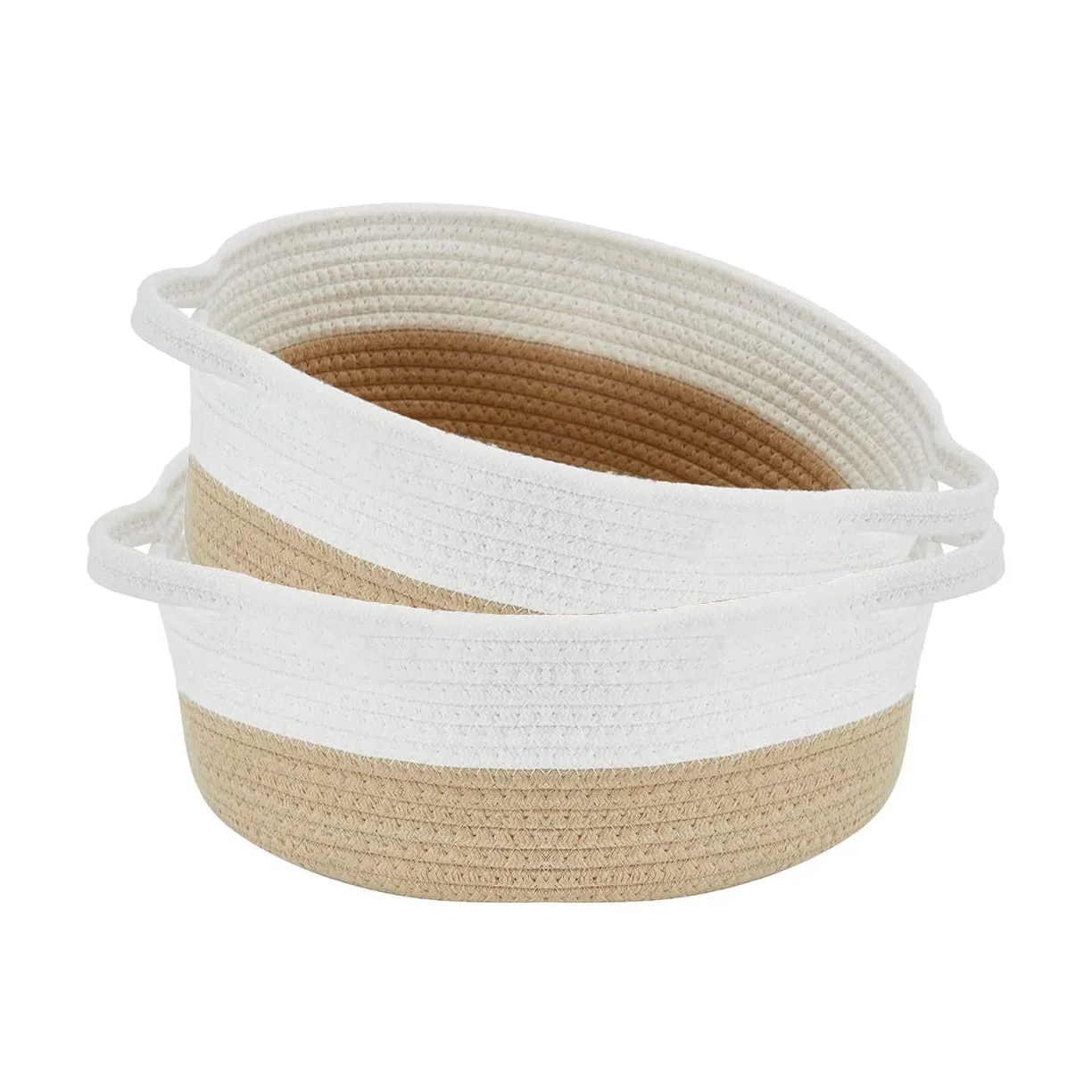 Decomomo Cotton Woven Rope Basket - Round Small (2 Pack)