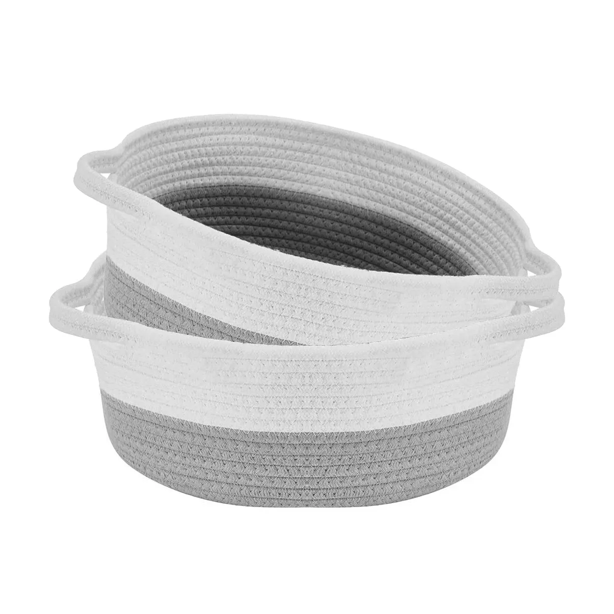Decomomo Cotton Woven Rope Basket - Round Small (2 Pack)