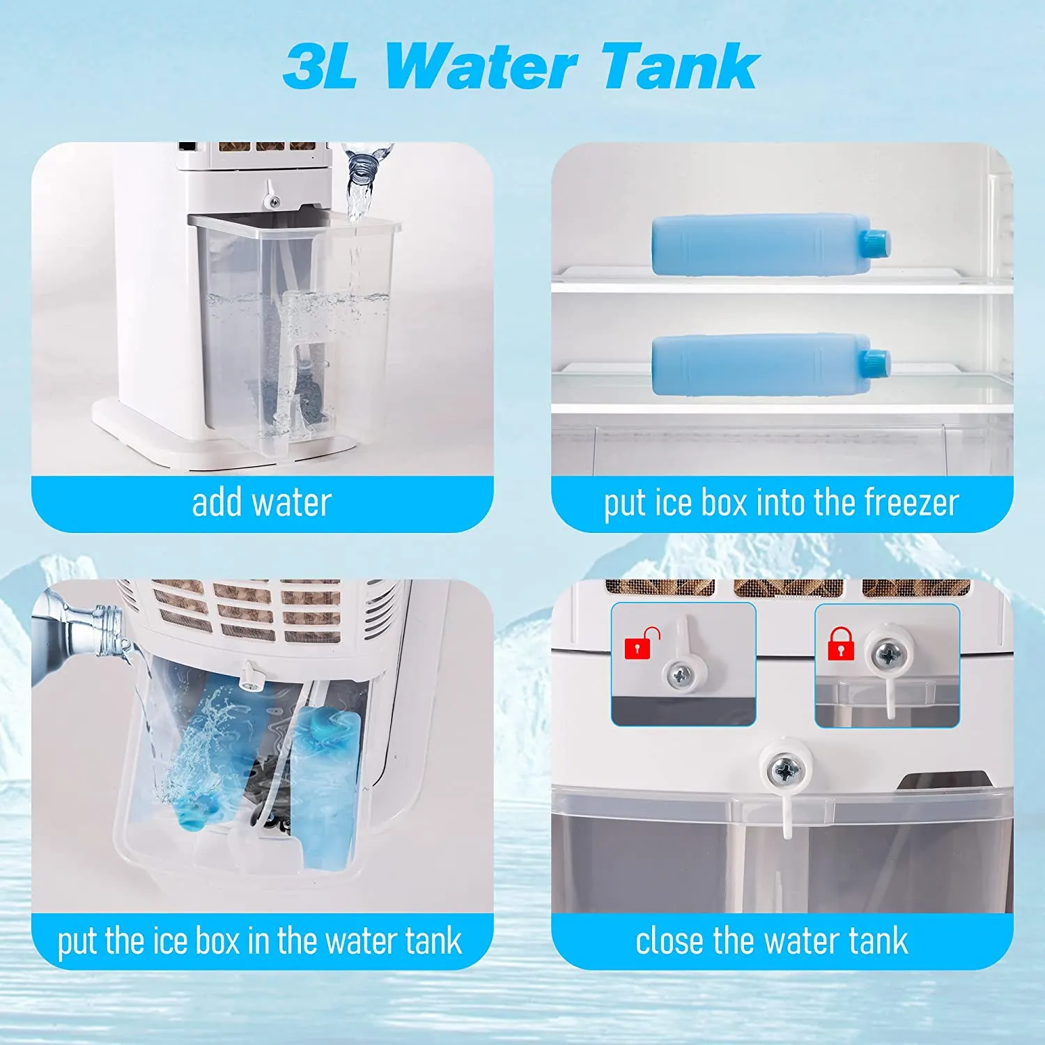 E-Macht 3-in-1 Evaporative Air Cooler Portable Bladeless Tower Fan Air Conditioners 3 Speeds & 3 Modes