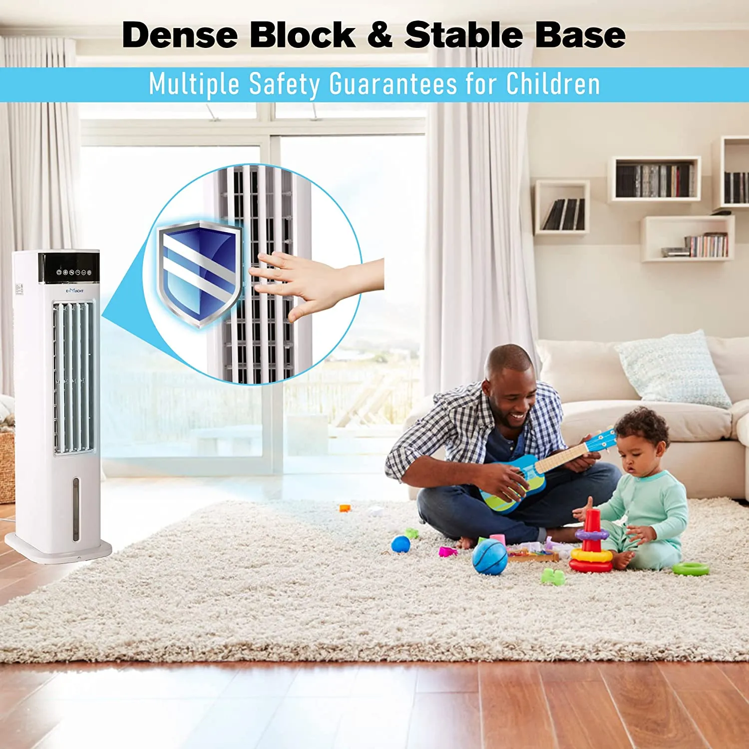 E-Macht 3-in-1 Evaporative Air Cooler Portable Bladeless Tower Fan Air Conditioners 3 Speeds & 3 Modes