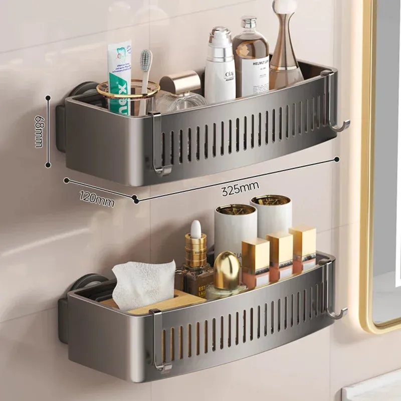 ELMAS Wall-Mounted Aluminum Shower Organizer - No Drill Storage