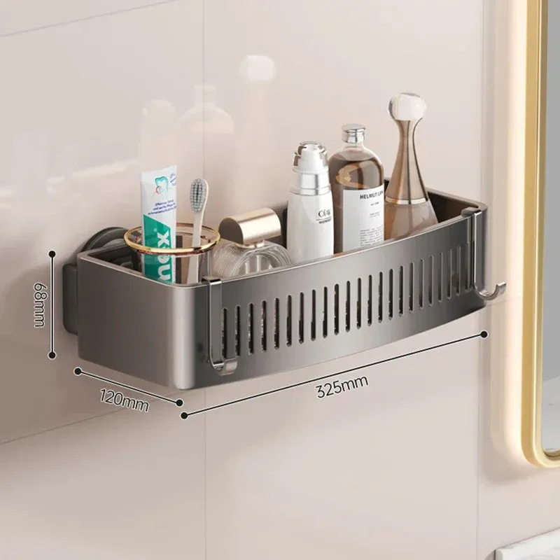 ELMAS Wall-Mounted Aluminum Shower Organizer - No Drill Storage