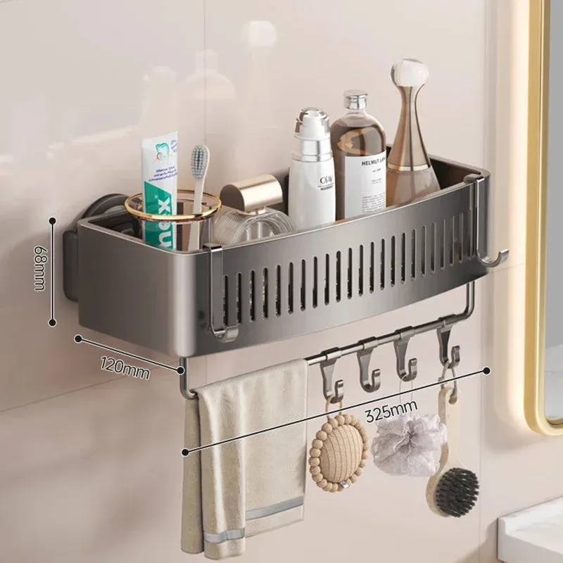 ELMAS Wall-Mounted Aluminum Shower Organizer - No Drill Storage