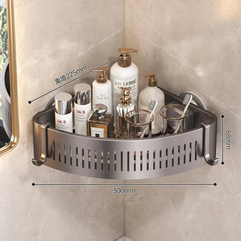 ELMAS Wall-Mounted Aluminum Shower Organizer - No Drill Storage