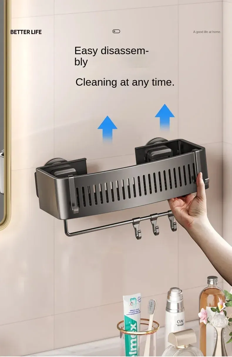 ELMAS Wall-Mounted Aluminum Shower Organizer - No Drill Storage