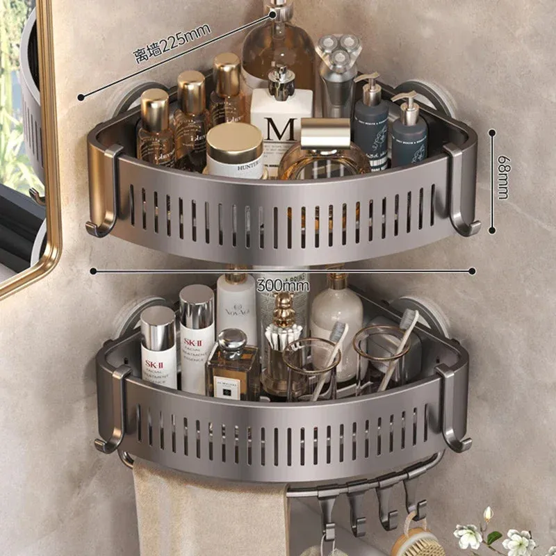 ELMAS Wall-Mounted Aluminum Shower Organizer - No Drill Storage