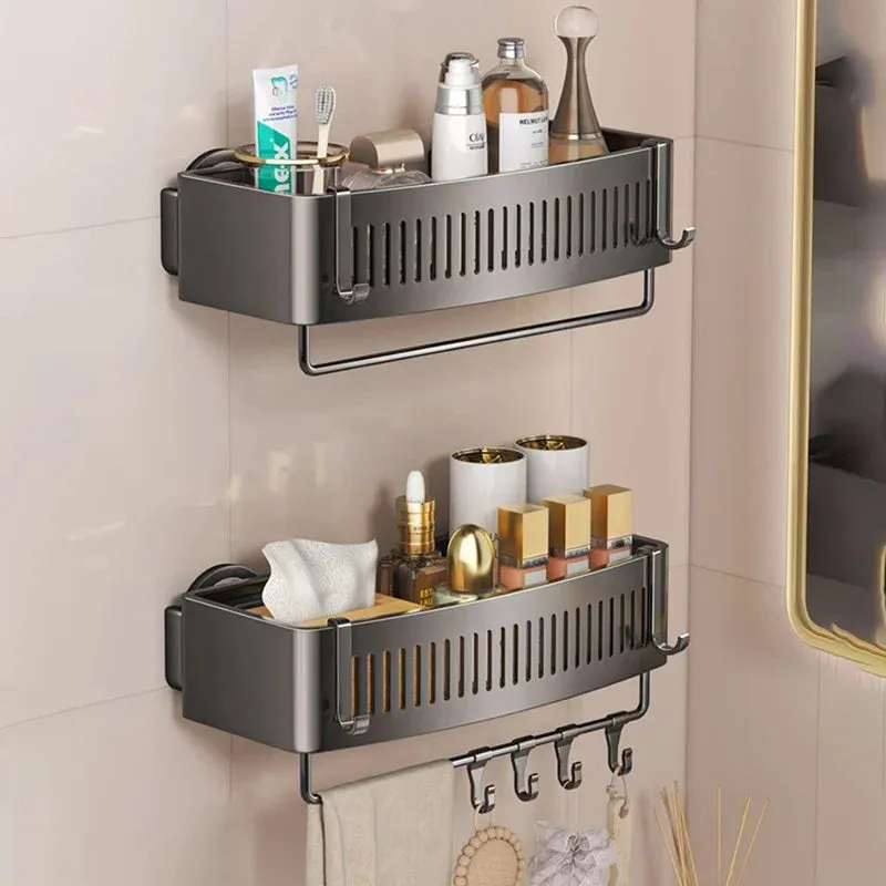 ELMAS Wall-Mounted Aluminum Shower Organizer - No Drill Storage