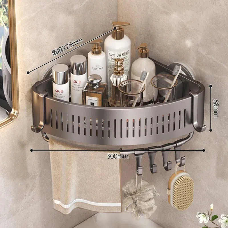ELMAS Wall-Mounted Aluminum Shower Organizer - No Drill Storage