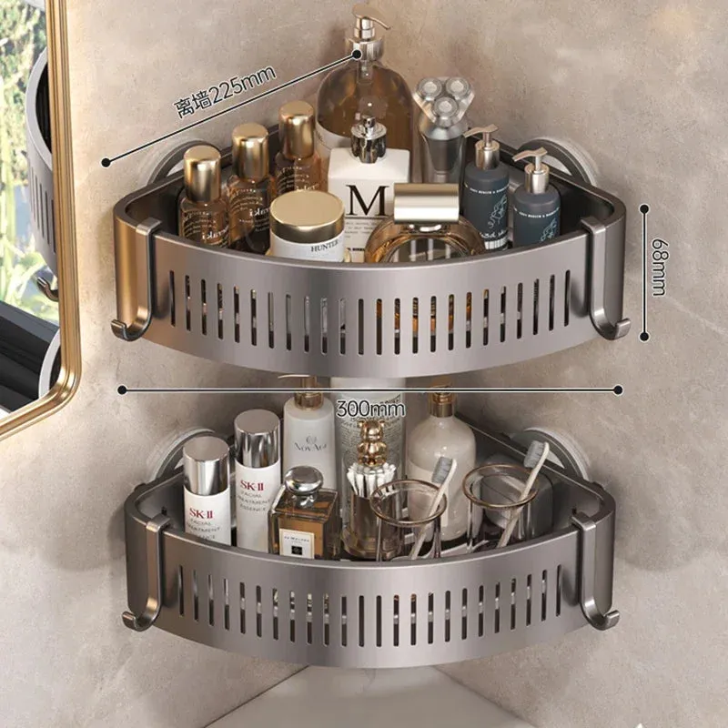 ELMAS Wall-Mounted Aluminum Shower Organizer - No Drill Storage