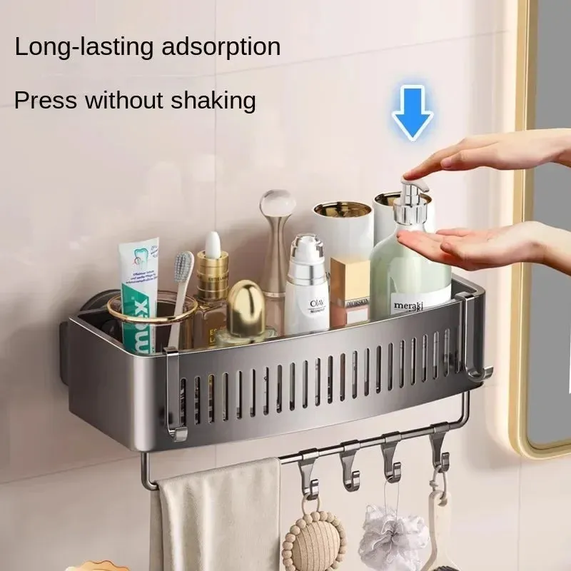 ELMAS Wall-Mounted Aluminum Shower Organizer - No Drill Storage