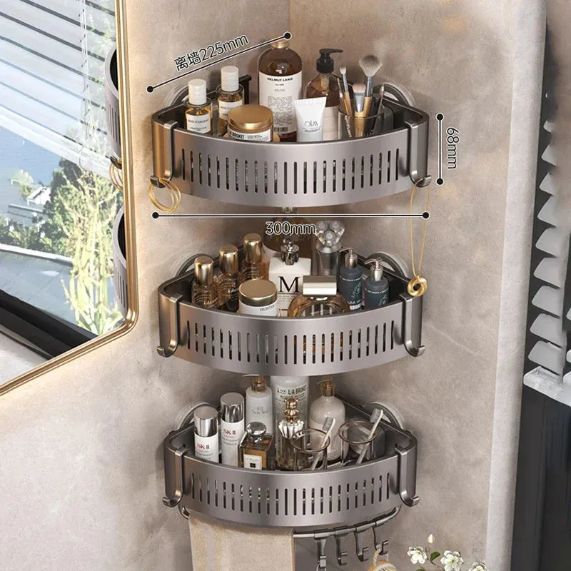 ELMAS Wall-Mounted Aluminum Shower Organizer - No Drill Storage