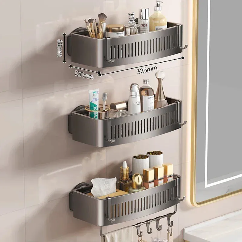 ELMAS Wall-Mounted Aluminum Shower Organizer - No Drill Storage