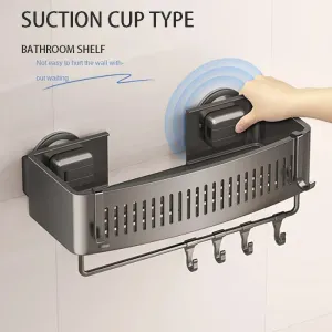 ELMAS Wall-Mounted Aluminum Shower Organizer - No Drill Storage