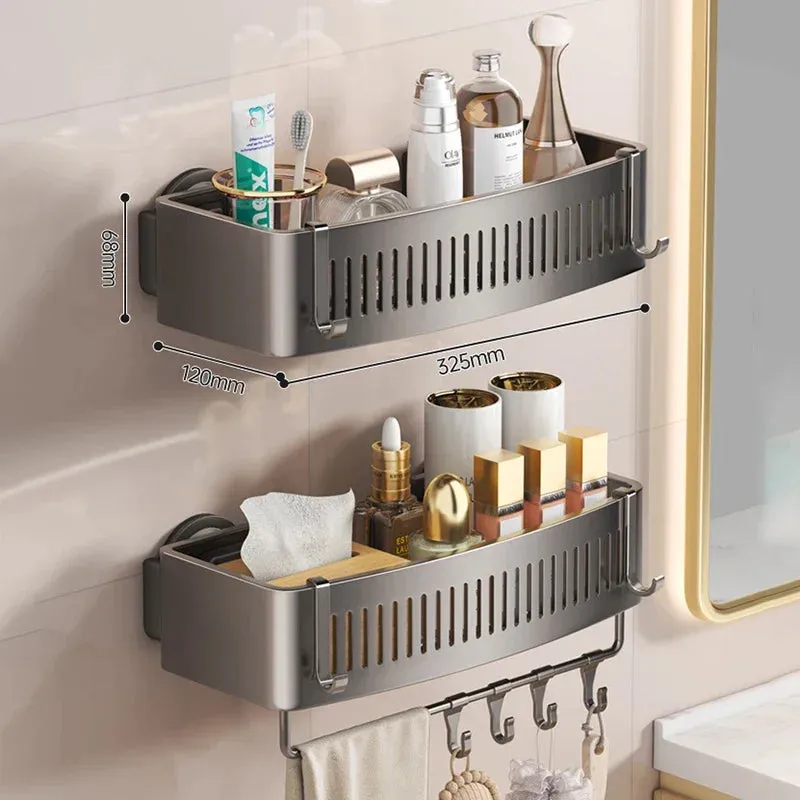 ELMAS Wall-Mounted Aluminum Shower Organizer - No Drill Storage