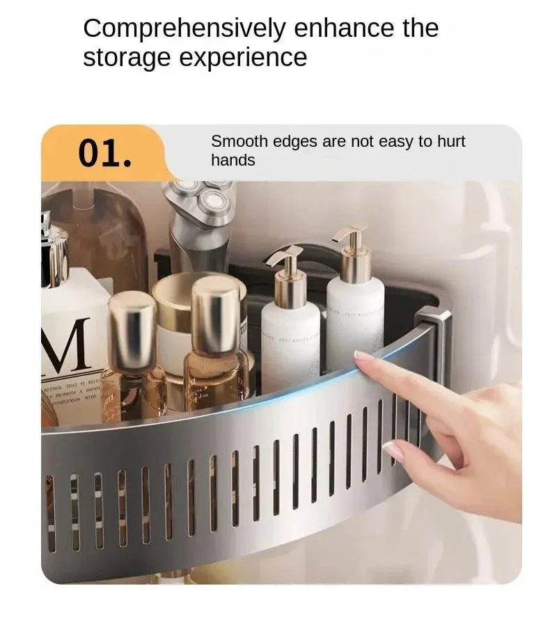 ELMAS Wall-Mounted Aluminum Shower Organizer - No Drill Storage