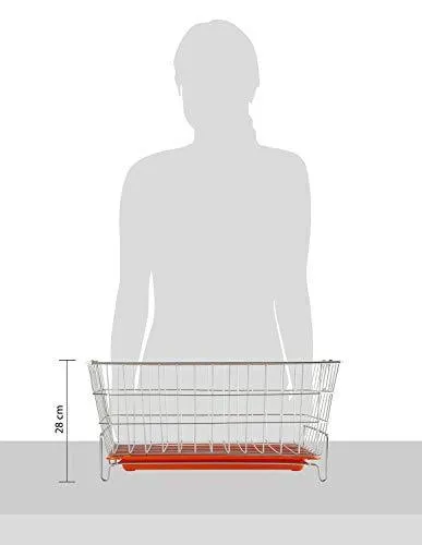 Embassy Dish Draining Basket/Kuda with Drip Tray, Rectangle, 53x42x25 cms (LxBxH), Size - Small