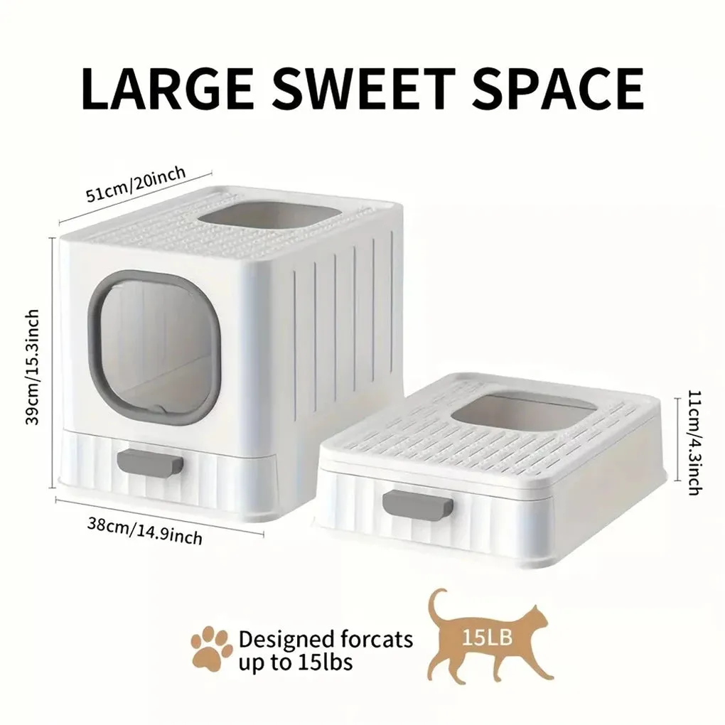 Enclosed Cat Litter Box Pull Out Drawer Scoop