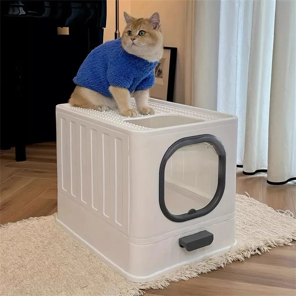 Enclosed Cat Litter Box Pull Out Drawer Scoop