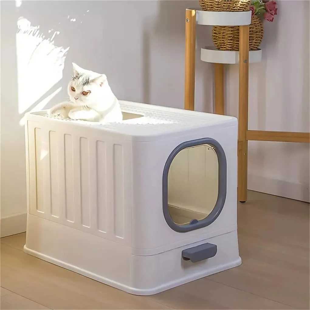 Enclosed Cat Litter Box Pull Out Drawer Scoop