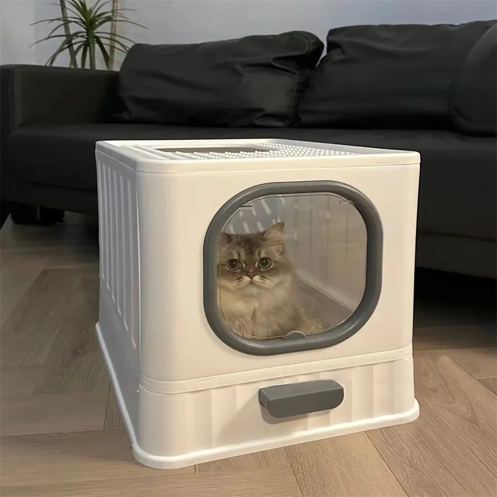 Enclosed Cat Litter Box Pull Out Drawer Scoop