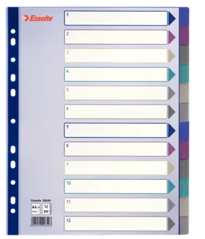 Esselte Divider A4 Polypropolene 12 Tabs