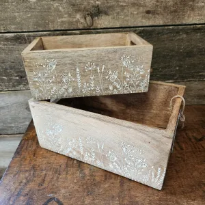 Flower Carved Wood Box