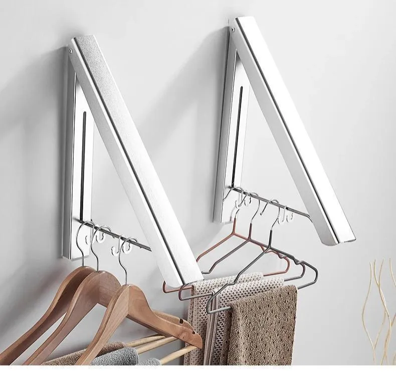 Folding Retractable Clothes Rack - Space-Saving Design