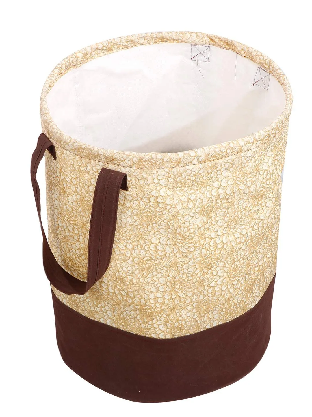 Fun Homes Metalic Printed Waterproof Non-Woven Laundry Bag,Toy Storage,Laundry Basket Organizer 45 L (Brown)