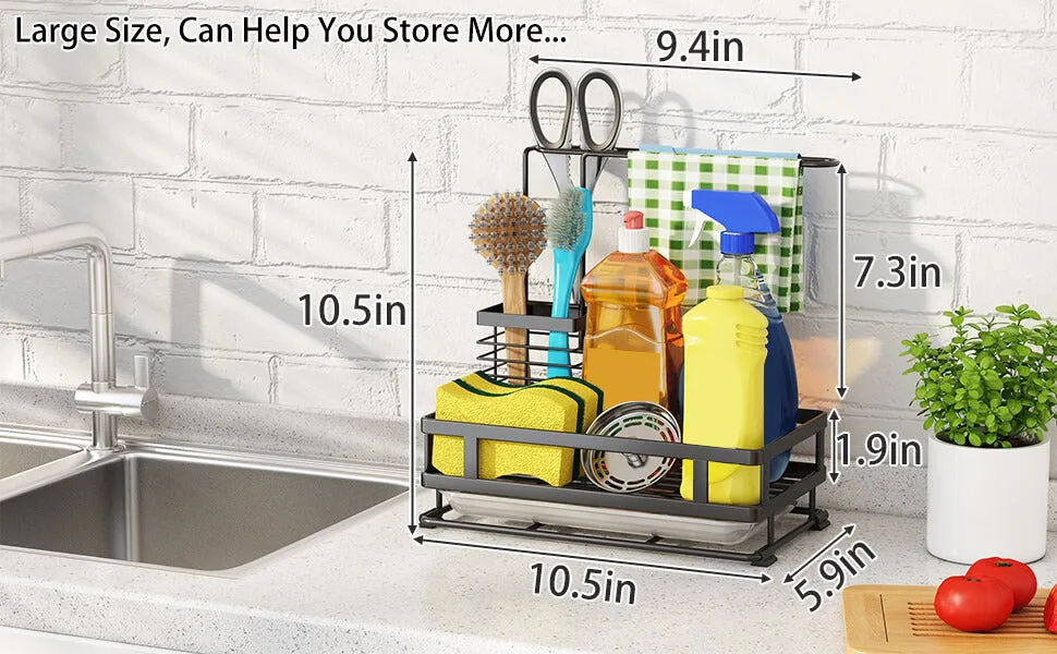 Godboat Kitchen Sink Organizer - Sponge Holder for Kitchen Sink, Non-Slip Kitchen Caddy Sink Organizer, 304 Stainless Steel, Kitchen Gadgets for RV & Camping, Gifts for Women, Mom, Mothers Day