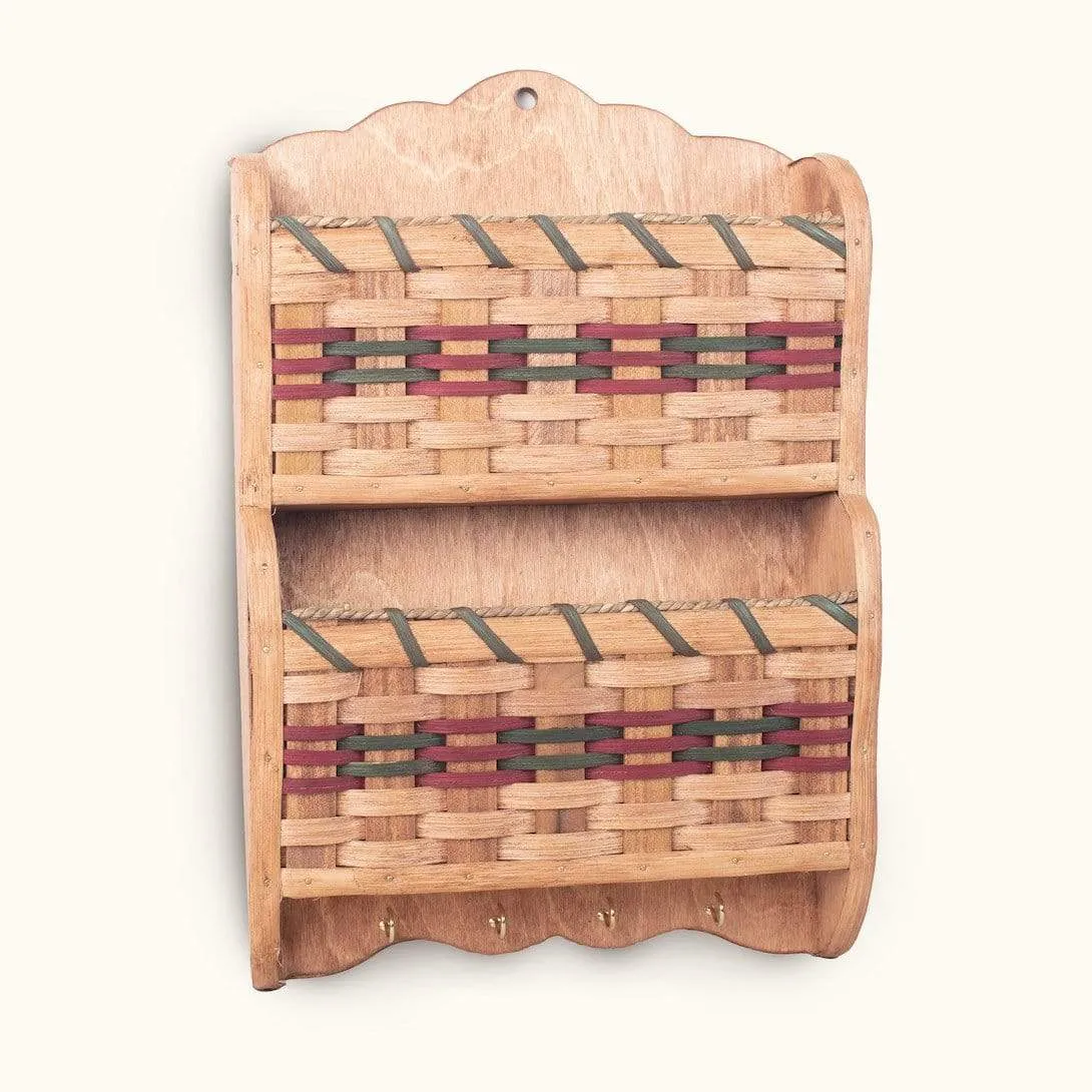 Hanging Mail Organizer | Amish Wall Mount Mail Basket w/Key Hooks
