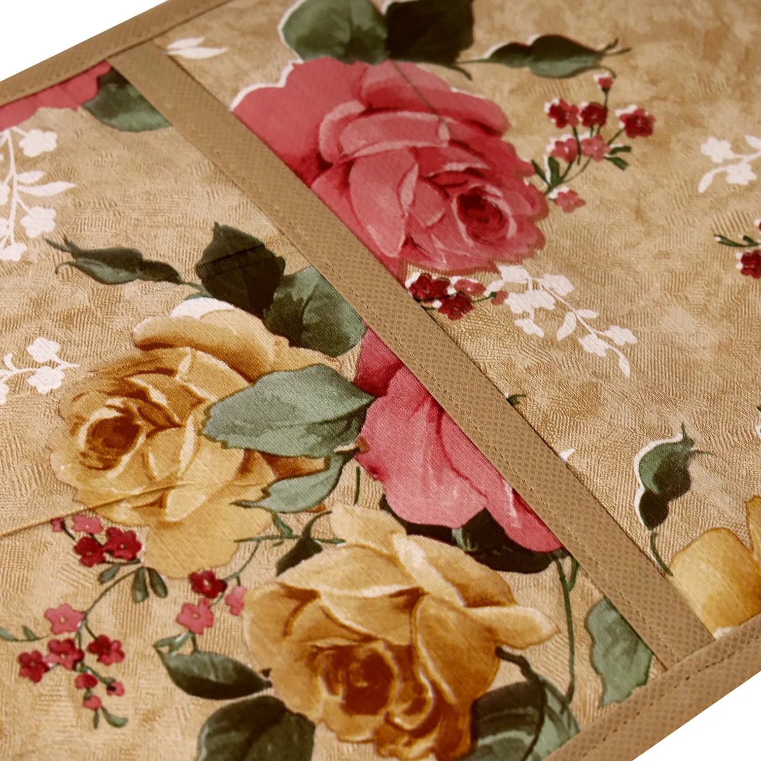 Heart Home Paper Holder | Foldable Hanging Organizer | PVC Flower Design Document Holder | Wall Hanging Organizer with 3 Pocket | Beige