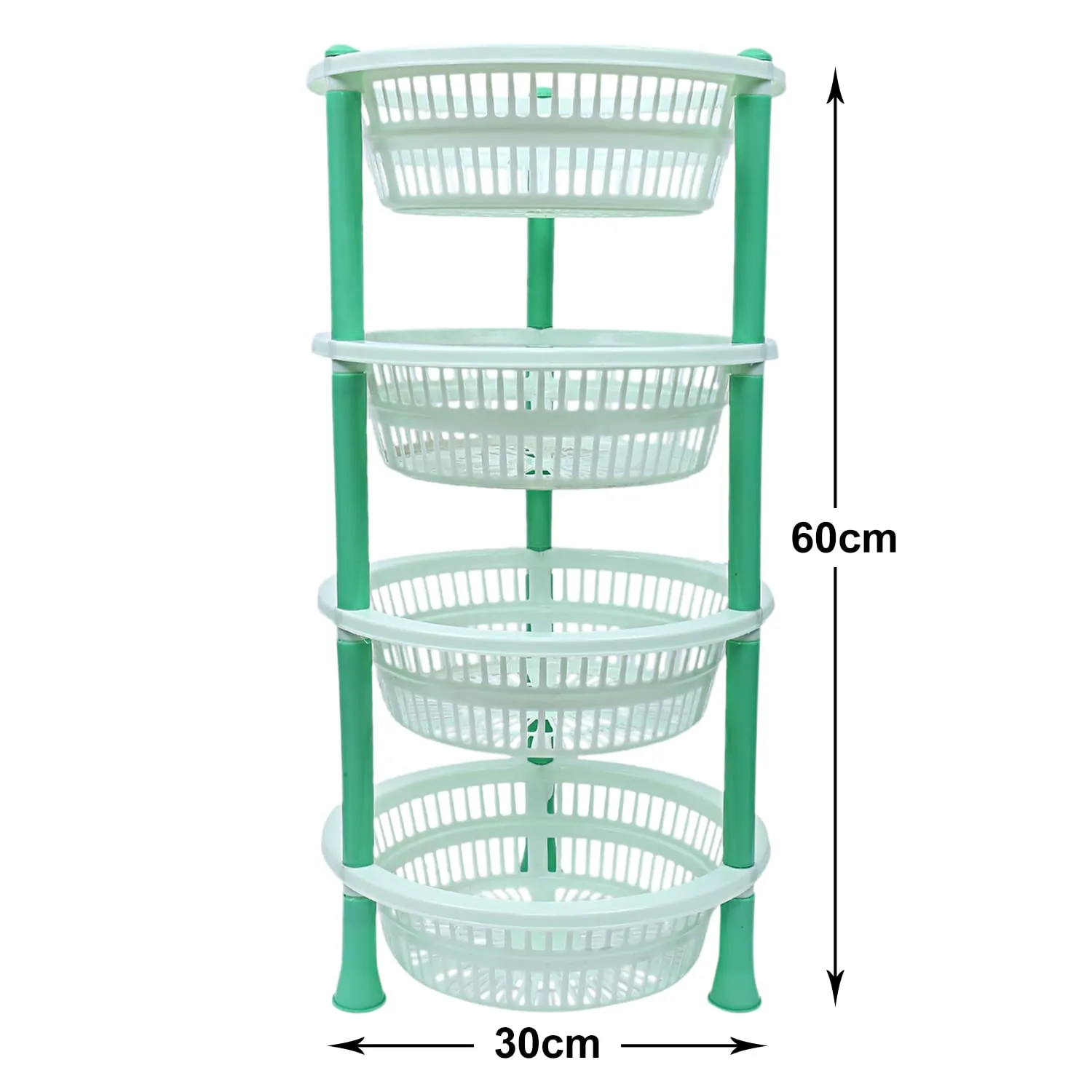 Heart Home Plastic 4-Tier Multi-Purpose Round Storage Basket, Organizer, Shelf Rack (Green)-50HH01715