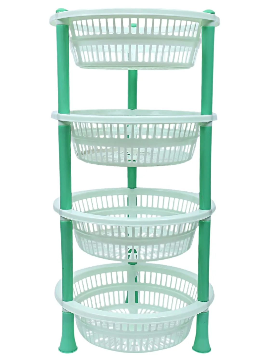 Heart Home Plastic 4-Tier Multi-Purpose Round Storage Basket, Organizer, Shelf Rack (Green)-50HH01715
