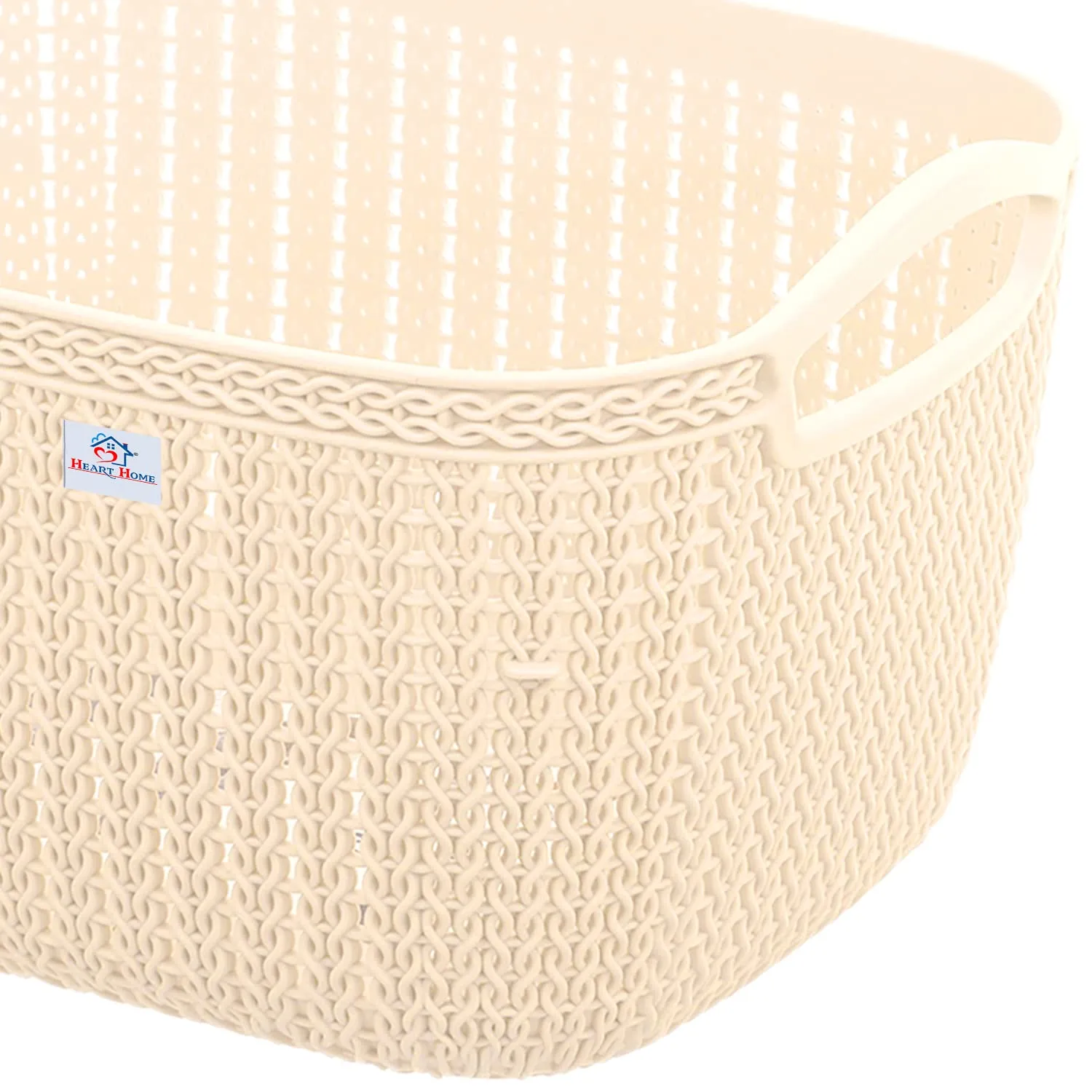 Heart Home Q-6 Multiuses Designer Unbreakable Plastic Storage Basket/Organizer/Bin For Home, Kitchen, Bathroom, Office Use Pack of 3 (Beach)-50HH01661