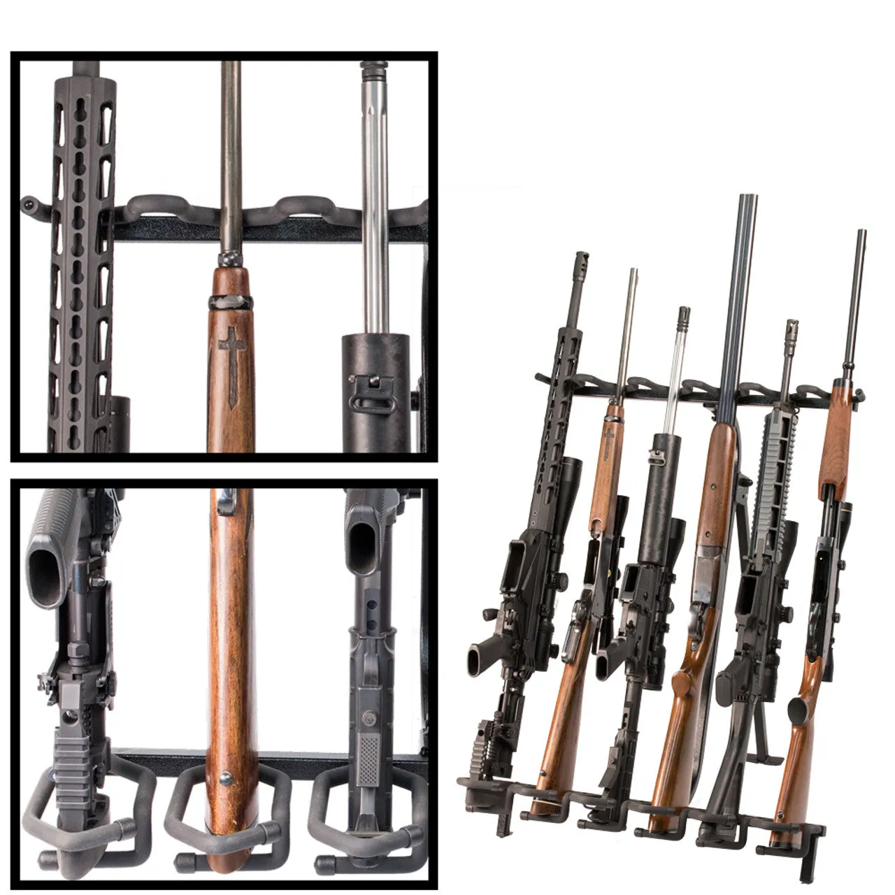 Hold Up Display Folding Metal Gun Rack for 6 Rifles HD39