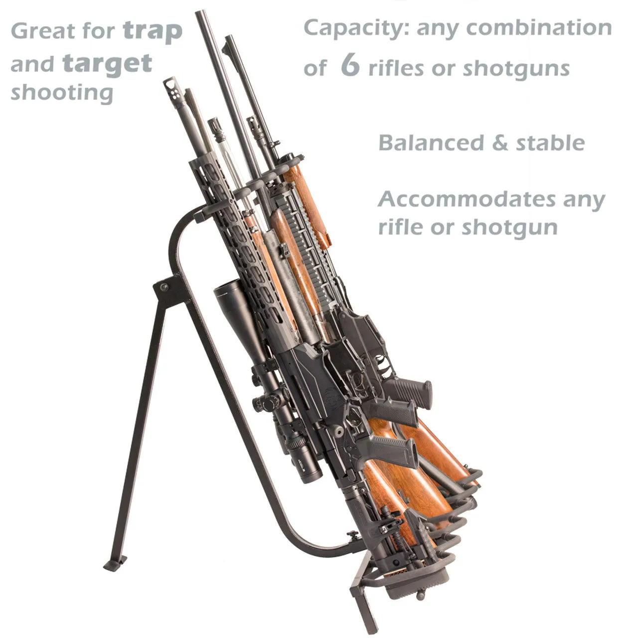 Hold Up Display Folding Metal Gun Rack for 6 Rifles HD39