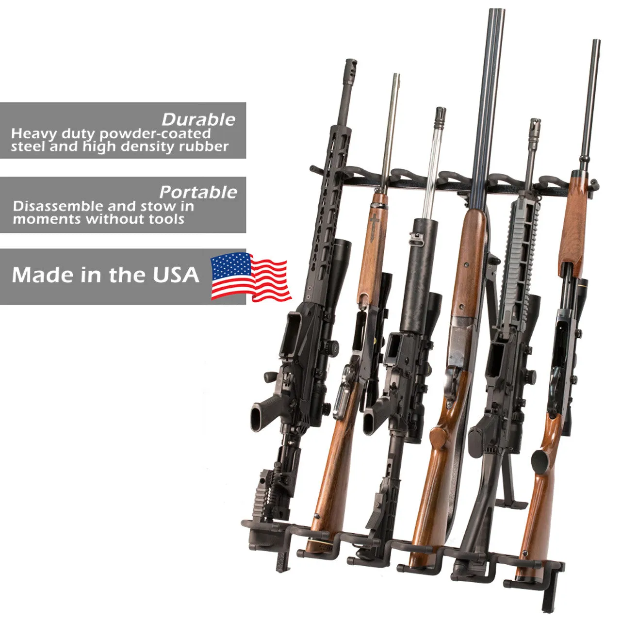 Hold Up Display Folding Metal Gun Rack for 6 Rifles HD39