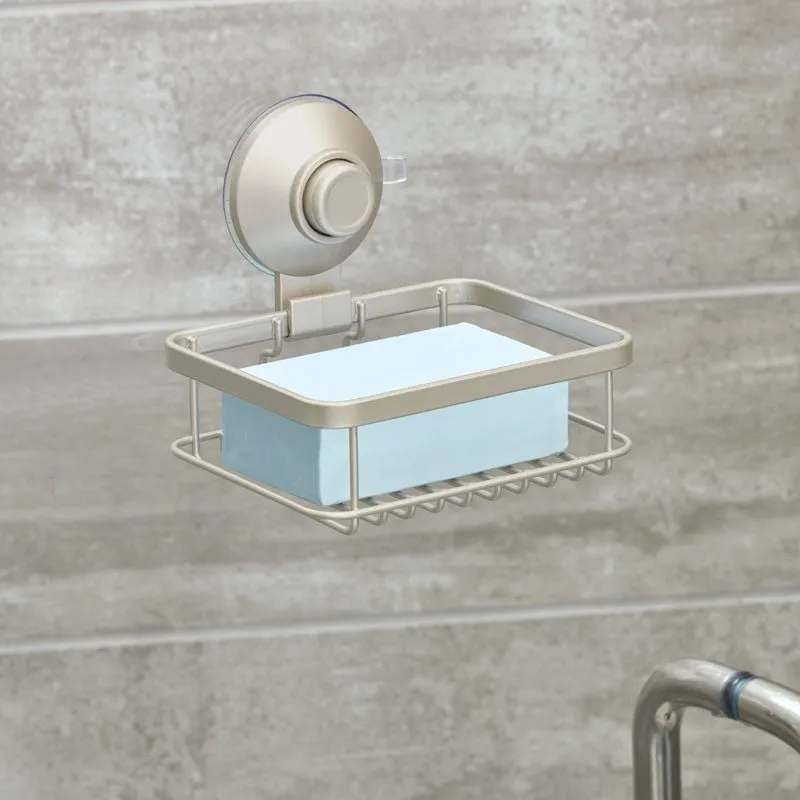 iDesign Everett Push Lock Shower Suction Soap Dish in Satin
