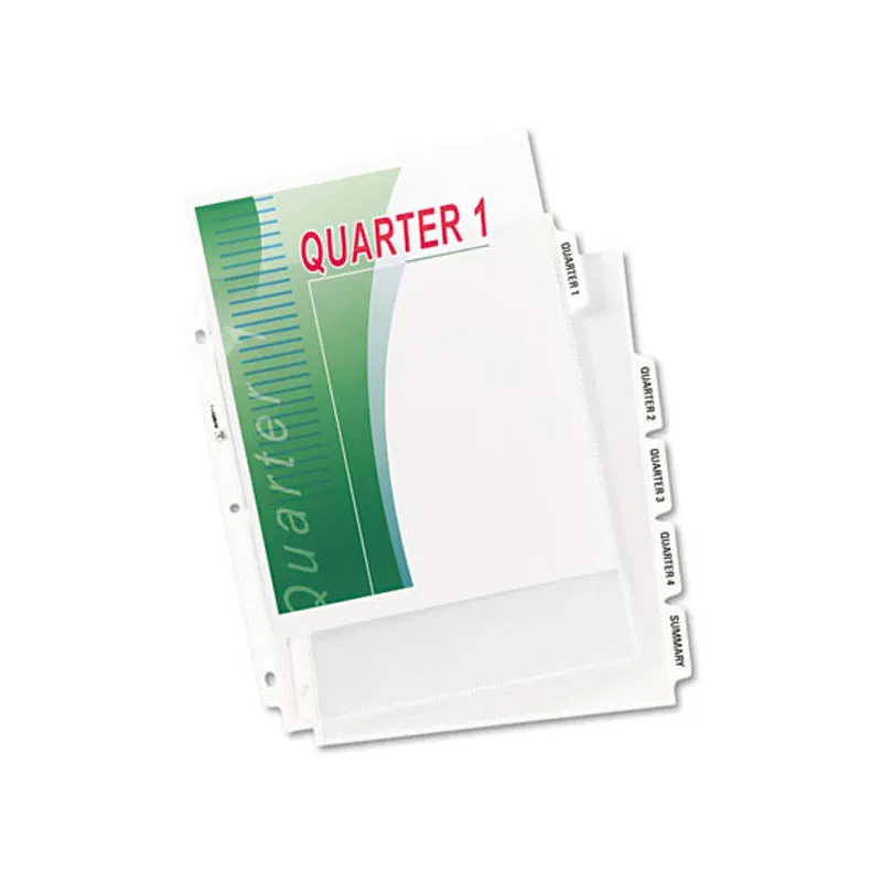 Index Maker Punched Clear Pocket Presentation Dividers, 5-Tab, Letter (set of 5)