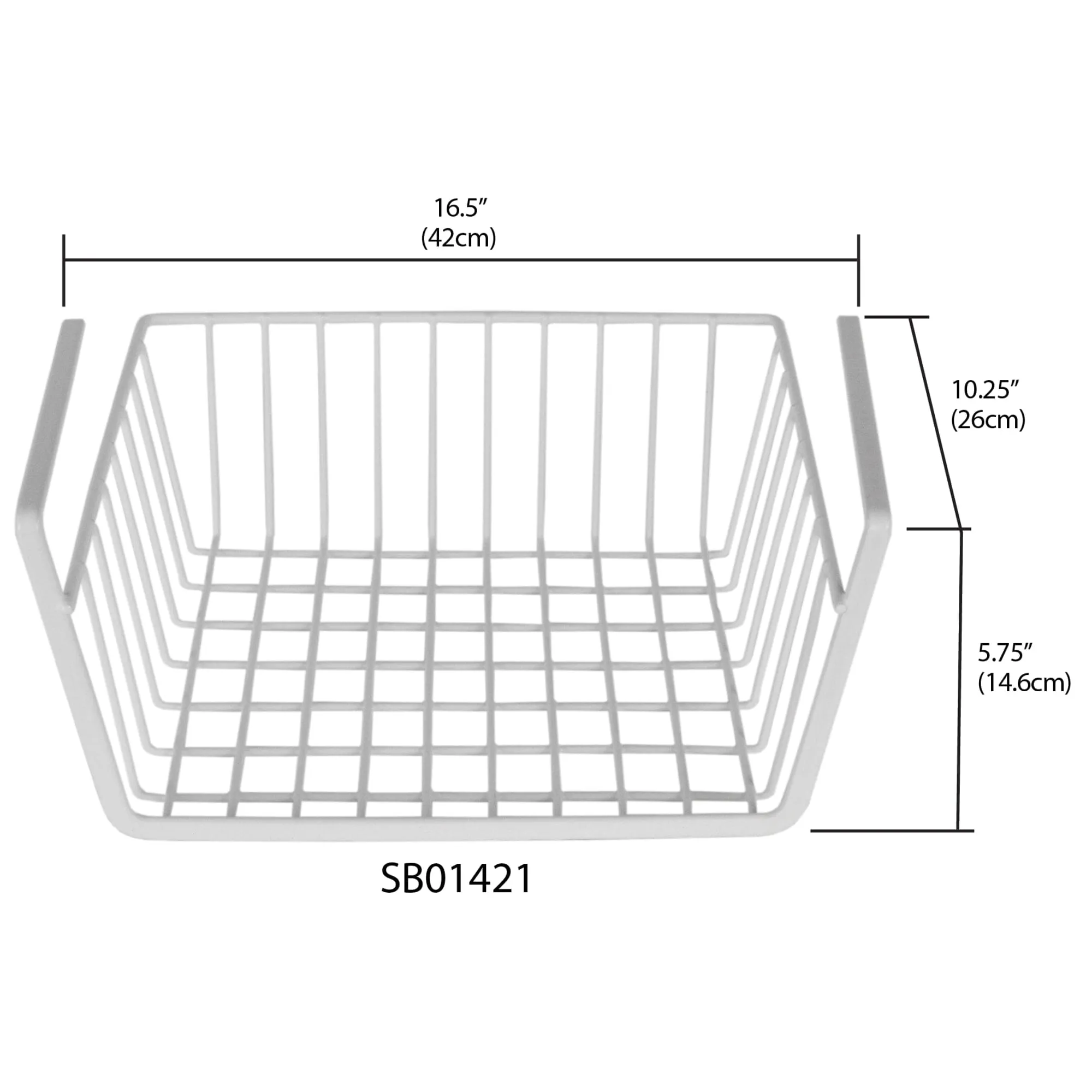 Instant Storage Large Under the Shelf  Rust-Proof Wire Vinyl Coated Steel Basket Organizer, White