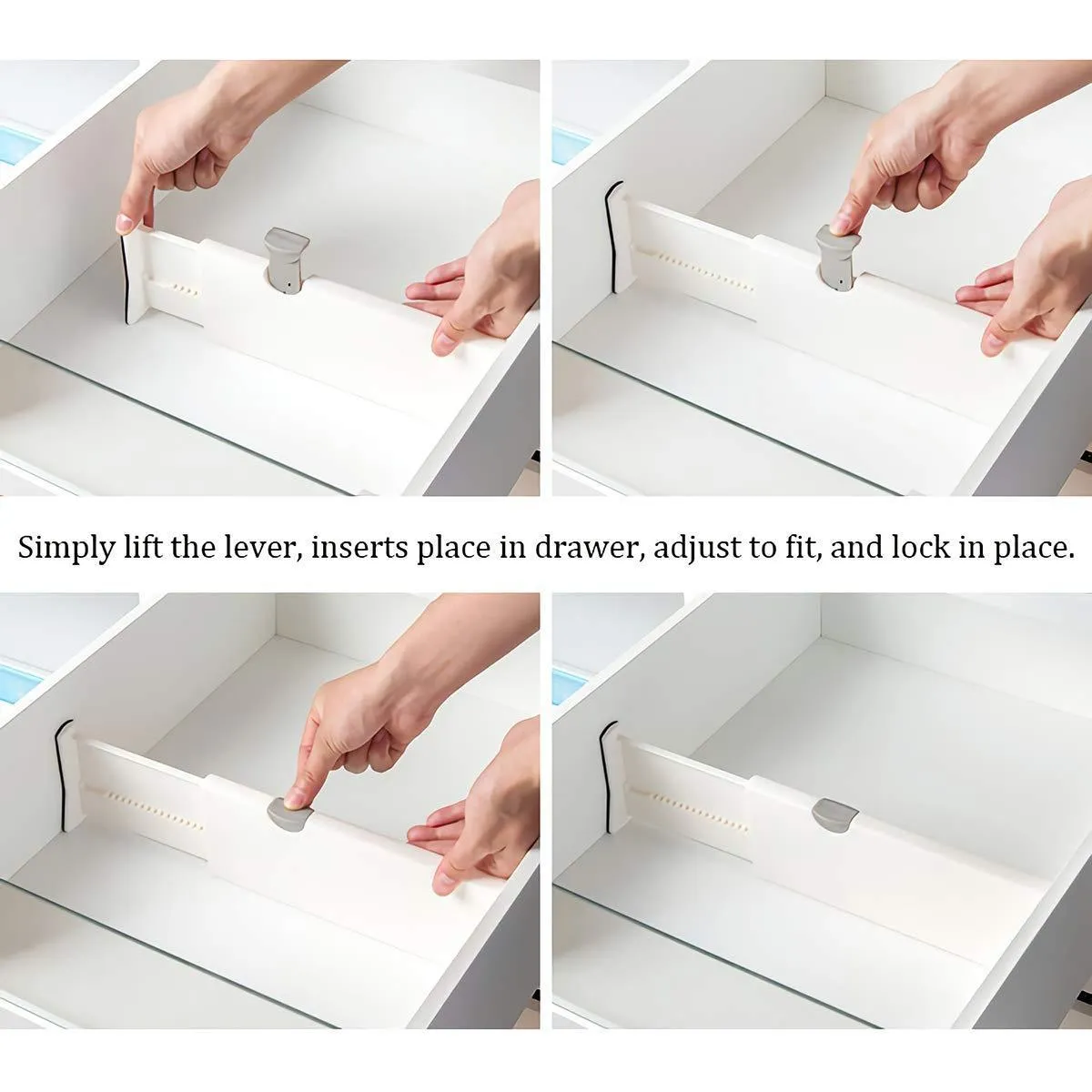 Kingrol 4-Pack Adjustable Drawer Organizer Dividers with Foam Ends - for Kitchen, Dresser, Bedroom, Bathroom, Office Storage