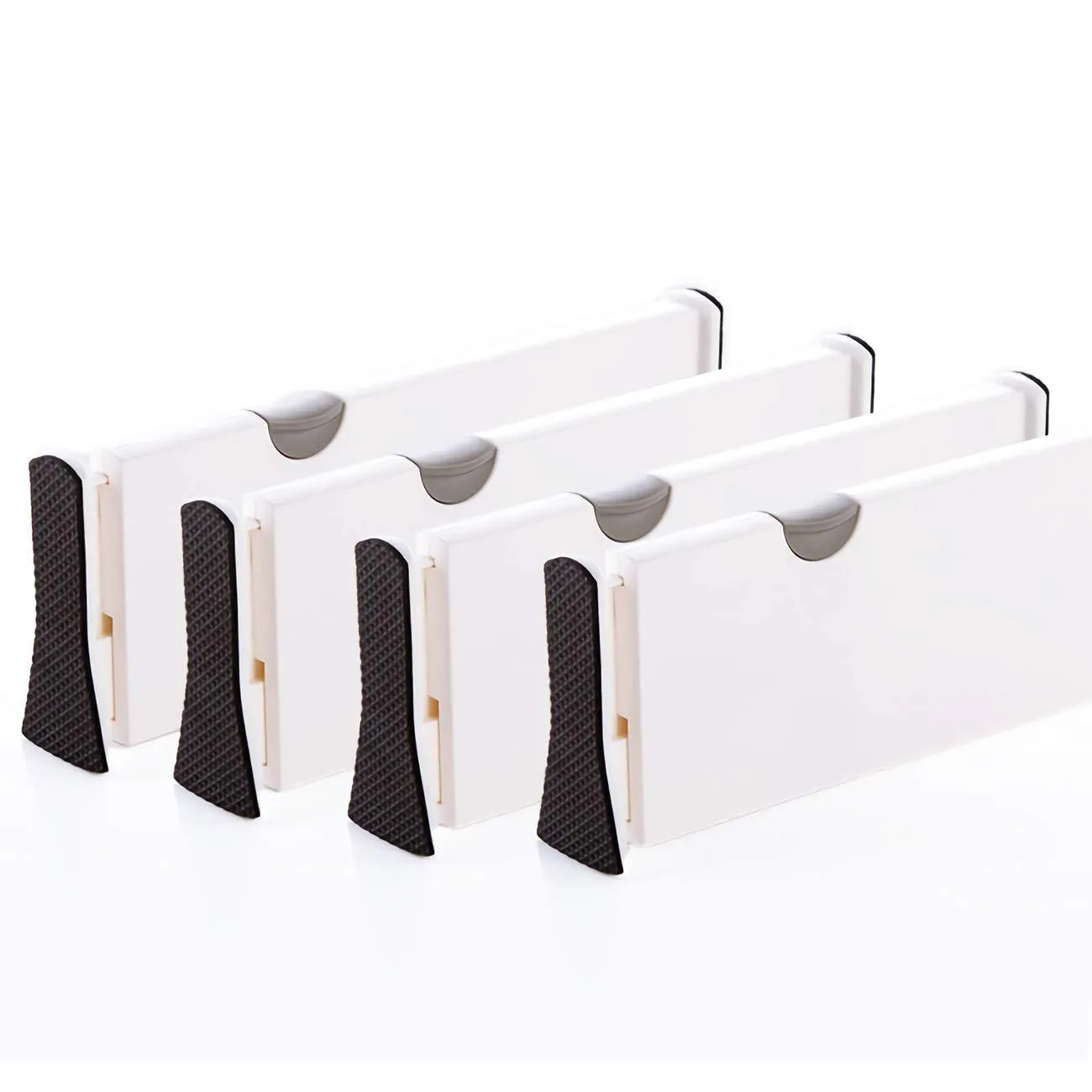 Kingrol 4-Pack Adjustable Drawer Organizer Dividers with Foam Ends - for Kitchen, Dresser, Bedroom, Bathroom, Office Storage