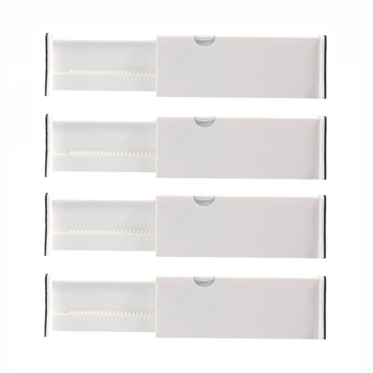 Kingrol 4-Pack Adjustable Drawer Organizer Dividers with Foam Ends - for Kitchen, Dresser, Bedroom, Bathroom, Office Storage