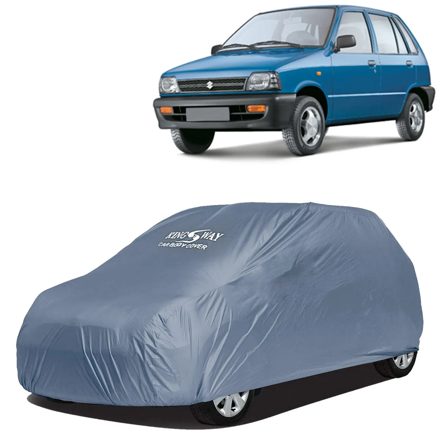 KINGSWAY® 800 Car Body Cover Dustproof for (Year 2000 to 2014) All Model, Compatible with Maruti Suzuki 800 Car Cover, Comes with Bird Droppings, Scratch, UV and Paint Protection, Grey Matty