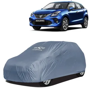 KINGSWAY® Baleno Car Body Cover Dustproof for (Year 2019 to 2022) All Model, Compatible with Maruti Suzuki Baleno Car Cover, Comes with Bird Droppings, Scratch, UV and Paint Protection, Grey Matty