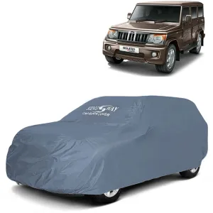 KINGSWAY® Bolero Car Body Cover Dustproof for (Year 2020 Onwards) All Model, Compatible with Mahindra Bolero Car Cover, Comes with Bird Droppings, Scratch, UV and Paint Protection, Grey Matty