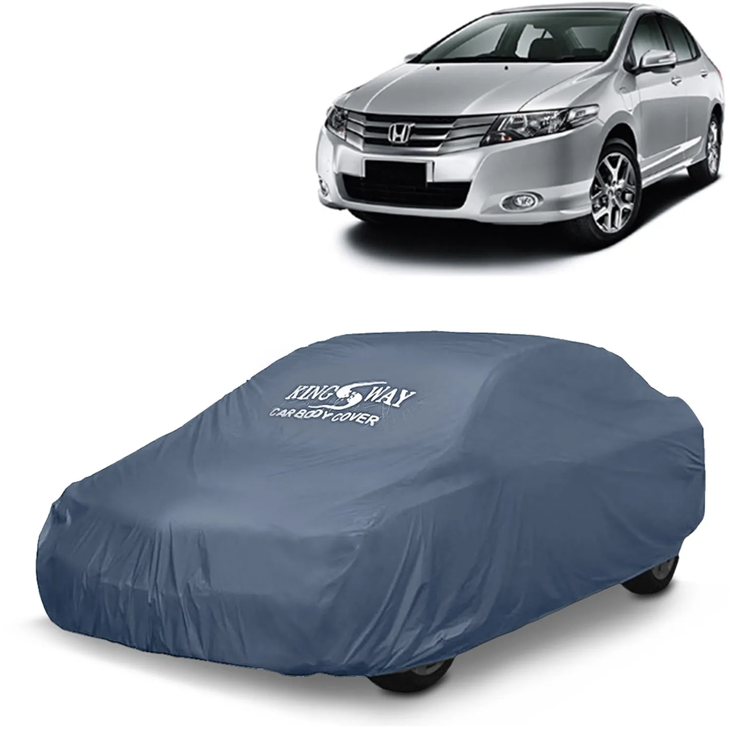 KINGSWAY® City Car Body Cover Dustproof for (Year 2009 to 2013) All Model, Compatible with Honda City Car Cover, Comes with Bird Droppings, Scratch, UV and Paint Protection, Grey Matty