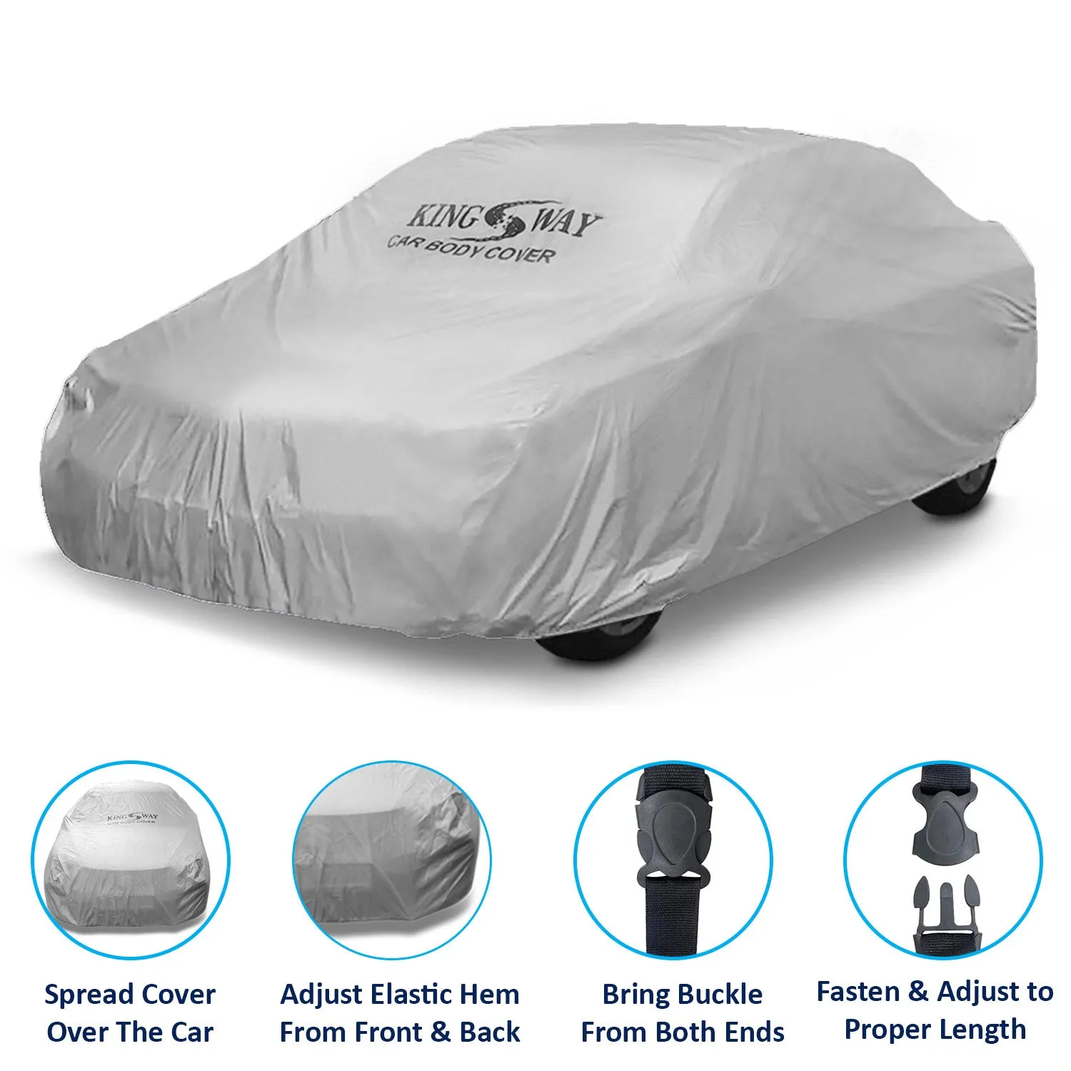 KINGSWAY® City Car Body Cover Dustproof for (Year 2009 to 2013) All Model, Compatible with Honda City Car Cover, Comes with Bird Droppings, Scratch, UV and Paint Protection, Silver Matty