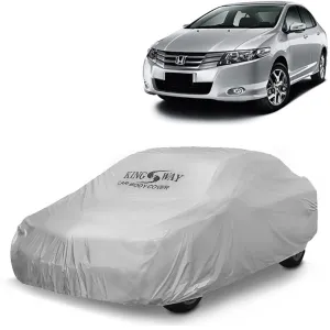 KINGSWAY® City Car Body Cover Dustproof for (Year 2009 to 2013) All Model, Compatible with Honda City Car Cover, Comes with Bird Droppings, Scratch, UV and Paint Protection, Silver Matty