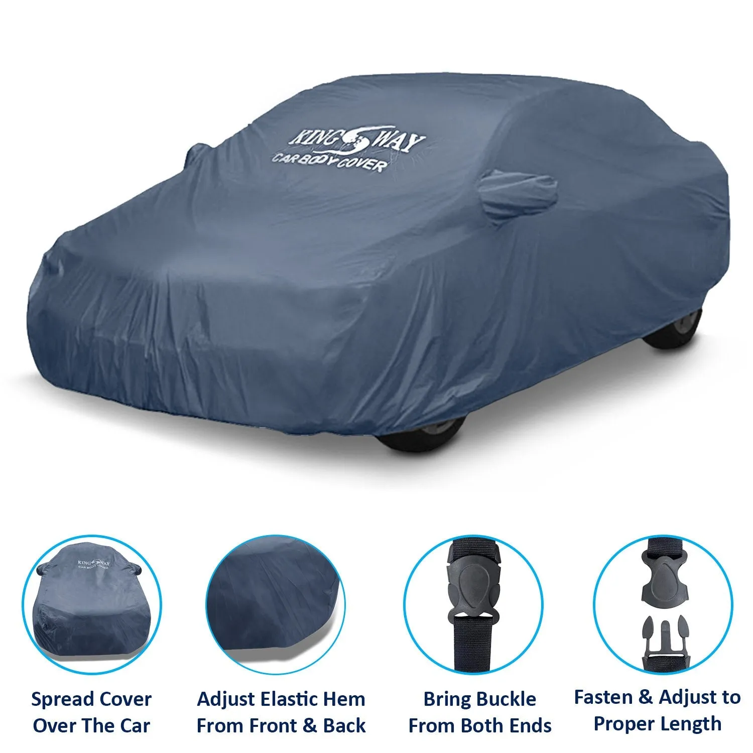 KINGSWAY® City Car Body Cover Dustproof with Mirror Pockets for (Year 2014 to 2016), Compatible with Honda City Car Cover, Comes with Bird Poop, Scratch, UV and Paint Protection, Grey Matty